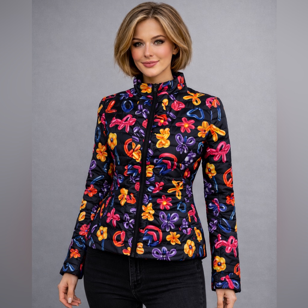 Love Moschino Black & Pink Floral Jacket Size 4 / Small